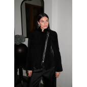 Jacheta sport shearling cu fermoar, negru, 50cm