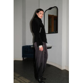 Jacheta sport shearling cu fermoar, negru, 50cm