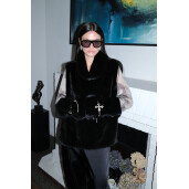 Rolling vest blana naturala vizon, negru, 60cm