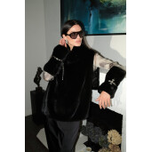 Rolling vest blana naturala vizon, negru, 60cm