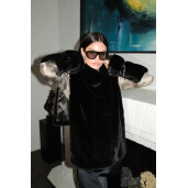 Rolling vest blana naturala vizon, negru, 60cm