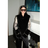 Rolling vest blana naturala vizon, negru, 60cm