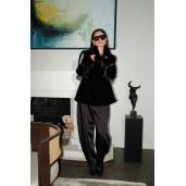 Rolling vest blana naturala vizon, negru, 60cm