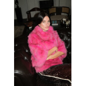 Jacheta blana naturala zibelina, pink, 50cm