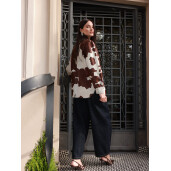 Sacou print cow din ponei, buzunare aplicate, 65cm