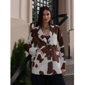 Sacou print cow din ponei, buzunare aplicate, 65cm