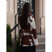 Sacou print cow din ponei, buzunare aplicate, 65cm