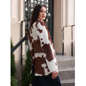 Sacou print cow din ponei, buzunare aplicate, 65cm