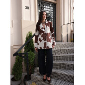Sacou print cow din ponei, buzunare aplicate, 65cm