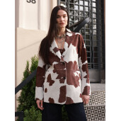 Sacou print cow din ponei, buzunare aplicate, 65cm