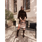 Jacheta blana naturala vizon, animal print, 50cm