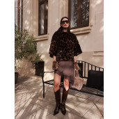 Jacheta blana naturala vizon, animal print, 50cm