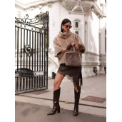 Jacheta reversibila shearling merino spaniol, bej, 50cm