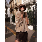 Jacheta reversibila shearling merino spaniol, bej, 50cm