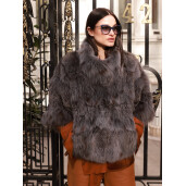 Jacheta blana naturala lynx, 60cm, gri antracit