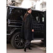 Capa blana naturala racoon tuns, negru, 100cm