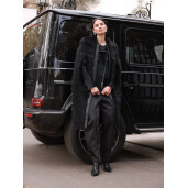 Capa blana naturala racoon tuns, negru, 100cm