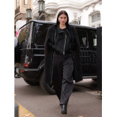 Capa blana naturala racoon tuns, negru, 100cm