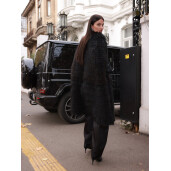 Capa blana naturala racoon tuns, negru, 100cm