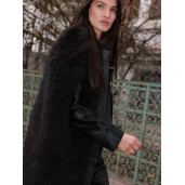 Capa blana naturala racoon tuns, negru, 100cm