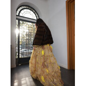 Jacheta din blana naturala vizon, maro, 50cm