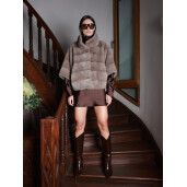 Jacheta blana naturala vizon, silver gray, 50cm