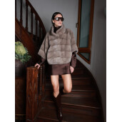 Jacheta blana naturala vizon, silver gray, 50cm