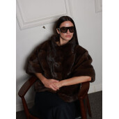 Jacheta blana naturala vizon, maro, 50cm