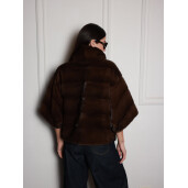 Jacheta blana naturala vizon, maro, 50cm