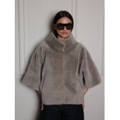 Jacheta reversibila shearling merinos spaniol, gri, 50cm