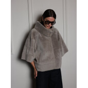 Jacheta reversibila shearling merinos spaniol, gri, 50cm