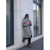 Haina shearling reversibila shearling merinos spaniol, gri, 90cm