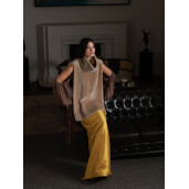 Rolling vest shearling, bej deschis, 50cm