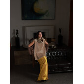 Rolling vest shearling, bej deschis, 50cm