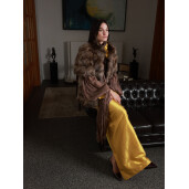 Vesta blana naturala zibelina, maneci scurte, culoare naturala, 60cm