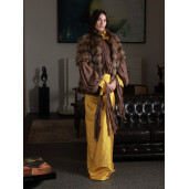 Vesta blana naturala zibelina, maneci scurte, culoare naturala, 60cm