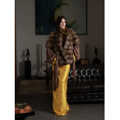 Vesta blana naturala zibelina, maneci scurte, culoare naturala, 60cm