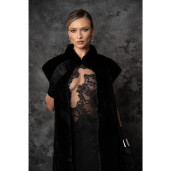 Allure Nocturne Vesta Blană Naturală Vizon, Guler Tunică, Negru, 100cm| PAÏSI Art Fur 