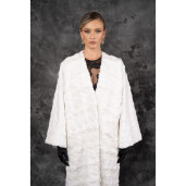 Allure Elysian Haina de Vizon (Nurcă) Albă Premium, tip kimono,130cm| PAÏSI Art Fur