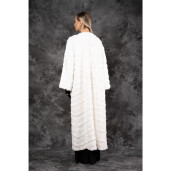 Allure Elysian Haina de Vizon (Nurcă) Albă Premium, tip kimono,130cm| PAÏSI Art Fur