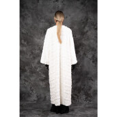 Allure Elysian Haina de Vizon (Nurcă) Albă Premium, tip kimono,130cm| PAÏSI Art Fur