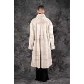 Allure Catifea Pearl Grey | Haină Lungă din Vizon Tuns Gri Deschis 120 cm| PAISI Art Fur 