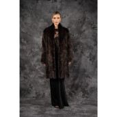 Haina blana naturala zibelina, guler tip kimono, 90cm