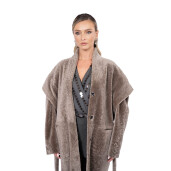 Palton shearling persan cu cordon, tip cojoc, culoare speciala, 100cm