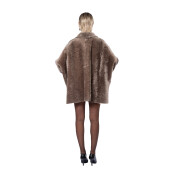 Jacheta shearling persan asimetrica, cu fermoar, culoare speciala, 65cm