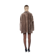 Jacheta shearling persan asimetrica, cu fermoar, culoare speciala, 65cm
