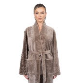 Palton shearling persan, cu cordon si guler tip kimono, 100cm