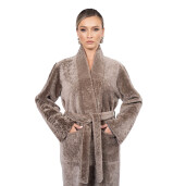 Palton shearling persan, cu cordon si guler tip kimono, 100cm
