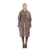 Haina shearling persan, maneci evantai si gluga, culoare speciala, 90cm