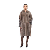 Haina shearling persan, maneci evantai si gluga, culoare speciala, 90cm